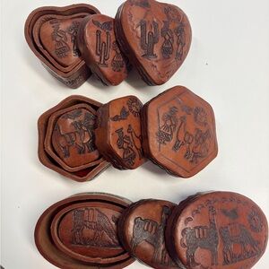 Brown Leather Embossed Accessory